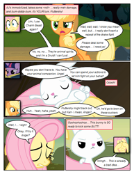 Size: 612x792 | Tagged: safe, artist:newbiespud, edit, edited screencap, imported from derpibooru, screencap, angel bunny, applejack, fluttershy, twilight sparkle, earth pony, pegasus, pony, rabbit, unicorn, comic:friendship is dragons, animal, annoyed, book, comic, dialogue, female, freckles, hat, implied pinkie pie, mare, screencap comic, sleeping, unicorn twilight