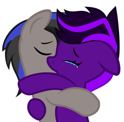 Size: 1006x990 | Tagged: safe, artist:kiodima, imported from derpibooru, oc, oc:gamebrony, oc:kioshka, pony, crying, hug, simple background, transparent background, vector