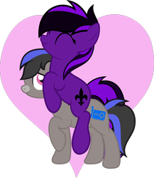 Size: 1500x1726 | Tagged: safe, artist:kiodima, imported from derpibooru, oc, oc only, oc:gamebrony, oc:kioshka, pony, heart, kioshka riding gamebrony, ponies riding ponies, riding, simple background, smiling, solo, transparent background, vector