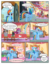 Size: 612x792 | Tagged: safe, artist:newbiespud, edit, edited screencap, imported from derpibooru, screencap, gummy, madame leflour, mr. turnip, pinkamena diane pie, pinkie pie, rainbow dash, rocky, sir lintsalot, alligator, earth pony, pegasus, pony, comic:friendship is dragons, party of one, balloon, bed, comic, dialogue, door, female, floppy ears, frown, grin, hat, hooves, insanity, lamp, mare, nervous, party hat, rearing, screencap comic, smiling, spread wings, stool, sugarcube corner, wings
