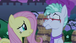 Size: 1920x1080 | Tagged: safe, imported from derpibooru, screencap, feather flatterfly, fluttershy, pegasus, pony, the summer sun setback, female, glasses, male, mare, necktie, puffy cheeks, stallion