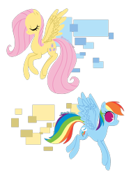 Size: 1500x2000 | Tagged: safe, artist:colorful-horses, artist:syrupyyy, imported from derpibooru, fluttershy, rainbow dash, pegasus, pony, abstract background, colored, duo, female, flat colors, mare, no pupils, profile, simple background, spread wings, transparent background, wings