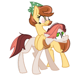 Size: 753x751 | Tagged: safe, artist:ipandacakes, imported from derpibooru, oc, oc only, oc:dusty rose, oc:halehaven peach, pony, female, male, mare, parent:feather bangs, parent:swoon song, parents:feathersong, parents:swoonbangs, simple background, stallion, transparent background
