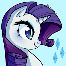 Size: 2000x2000 | Tagged: safe, artist:colorful-horses, artist:syrupyyy, imported from derpibooru, rarity, pony, unicorn, bust, cute, cutie mark, female, portrait, profile, raribetes, signature, simple background, solo