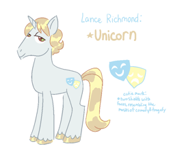 Size: 743x674 | Tagged: safe, artist:jadeyarts, imported from derpibooru, pony, unicorn, cutie mark, lance richmond, lego, nexo knights, ponified