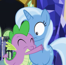 Size: 622x620 | Tagged: safe, edit, edited screencap, editor:undeadponysoldier, imported from derpibooru, screencap, spike, trixie, all bottled up, female, male, shipping, spixie, straight