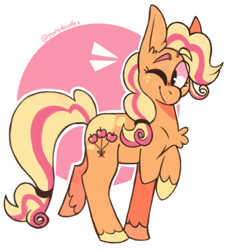 Size: 400x438 | Tagged: safe, artist:ponydoodles, deleted from derpibooru, imported from derpibooru, applejack, pinkie pie, earth pony, cutie mark, fusion, hair braid, one eye closed, tumblr, wink