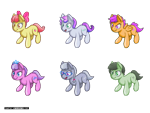 Size: 640x480 | Tagged: safe, artist:darkdoomer, imported from derpibooru, apple bloom, diamond tiara, scootaloo, silver spoon, sweetie belle, oc, oc:filly anon, pony, accessories, cute, female, filly, isometric, pixel art