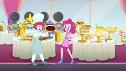 Size: 1920x1080 | Tagged: safe, imported from derpibooru, screencap, pinkie pie, puffed pastry, equestria girls, equestria girls series, spring breakdown, spoiler:eqg series (season 2), cake, food, shocked, sleeveless