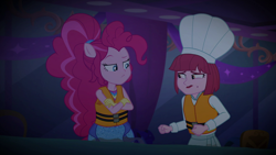 Size: 1920x1080 | Tagged: safe, imported from derpibooru, screencap, pinkie pie, puffed pastry, equestria girls, equestria girls series, spring breakdown, spoiler:eqg series (season 2), crossed arms, flood, lifejacket, ponied up, super ponied up