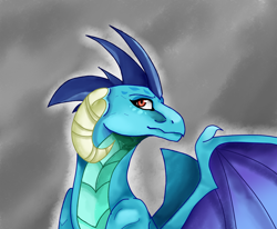 Size: 2520x2072 | Tagged: safe, artist:kiyuri-s-mirror, imported from derpibooru, princess ember, dragon, bust, dragoness, female, gray background, portrait, simple background, solo
