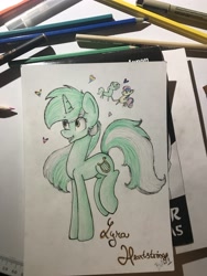 Size: 4032x3024 | Tagged: safe, artist:bilbo1, imported from derpibooru, bon bon, lyra heartstrings, sweetie drops, pony, unicorn, female, heart, lesbian, lyrabon, photo, shipping, traditional art