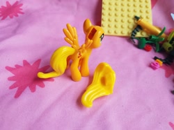 Size: 1280x960 | Tagged: safe, artist:heckyeahponyscans, imported from derpibooru, applejack, pegasus, pony, bootleg, bootleg lego, flapplejack, irl, my little lony, photo, race swap, solo, toy