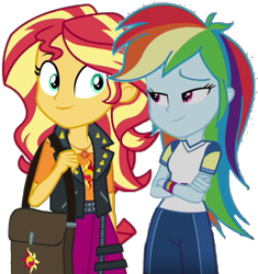 Size: 1927x2048 | Tagged: safe, editor:larryboyfan1996, imported from derpibooru, rainbow dash, sunset shimmer, equestria girls, equestria girls series, sock it to me, spoiler:choose your own ending (season 2), spoiler:eqg series (season 2), background removed, simple background, transparent background