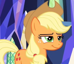 Size: 1114x958 | Tagged: safe, imported from derpibooru, screencap, applejack, pony, the last laugh, female, smug, solo