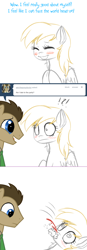 Size: 780x2252 | Tagged: safe, artist:ask-theponydoctor, artist:jitterbugjive, artist:theevilflashanimator, imported from derpibooru, derpy hooves, doctor whooves, time turner, pony, lovestruck derpy, ask, blood, foaming at the mouth, nosebleed, tumblr