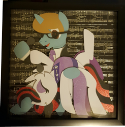 Size: 887x901 | Tagged: safe, artist:magpie-pony, imported from derpibooru, oc, oc:midnight sonata, oc:thespio, pony, female, male, paper, photo, shadow box, shadowbox, straight, traditional art