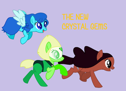 Size: 981x709 | Tagged: safe, artist:superrosey16, artist:worldofcaitlyn, imported from derpibooru, earth pony, gem pony, pegasus, pony, base used, connie maheswaran, crystal temps, gem, gem (race), lapis lazuli (steven universe), peridot, peridot (steven universe), ponified, steven universe