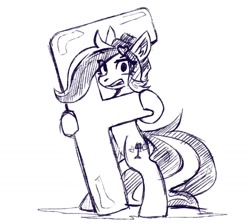 Size: 1024x915 | Tagged: safe, artist:ami-gami, artist:amy-gamy, imported from derpibooru, oc, oc only, oc:amethyst arkin, earth pony, pony, f, monochrome, solo