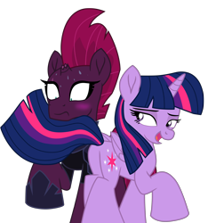 Size: 9334x9964 | Tagged: safe, alternate version, artist:ejlightning007arts, edit, imported from derpibooru, tempest shadow, twilight sparkle, alicorn, pony, absurd resolution, armor, blushing, broken horn, butt, eye scar, female, funny, horn, lesbian, plot, scar, seduction, shipping, simple background, stupid sexy twilight, sweat, sweatdrops, tail seduce, tempestlight, transparent background, twibutt, twilight sparkle (alicorn), vector