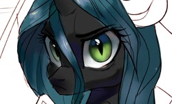 Size: 879x535 | Tagged: safe, artist:sofiko-ko, imported from derpibooru, queen chrysalis, changeling, changeling queen, bust, female, solo, wip