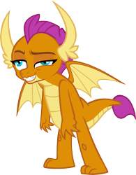 Size: 6682x8563 | Tagged: safe, artist:memnoch, imported from derpibooru, smolder, dragon, claws, dragoness, drunk, fangs, female, grin, high, horns, raised eyebrow, simple background, smiling, solo, spread wings, toes, transparent background, vector, wings