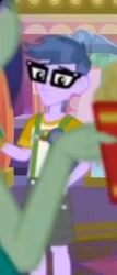 Size: 226x530 | Tagged: safe, imported from derpibooru, screencap, microchips, human, equestria girls, mirror magic, spoiler:eqg specials, animation error, camp everfree outfits, clothes, cropped, error, glasses, male, shorts