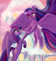 Size: 2882x3099 | Tagged: safe, artist:greenbrothersart, imported from derpibooru, twilight sparkle, alicorn, pony, butt, clothes, crying, female, looking at each other, mare, open clothes, plot, treehouse of harmony, treelight sparkle, twibutt, twilight sparkle (alicorn), twolight