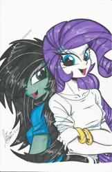 Size: 1024x1583 | Tagged: safe, artist:ponygoddess, imported from derpibooru, rarity, oc, oc:sappho, equestria girls, canon x oc, female, lesbian
