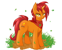 Size: 1500x1200 | Tagged: artist needed, safe, imported from derpibooru, oc, oc only, oc:bonfire (pony), pony, unicorn, bandana, grass, male