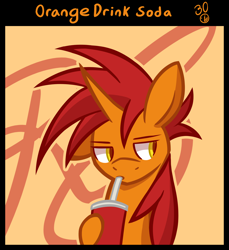 Size: 4400x4800 | Tagged: safe, artist:dreamseam, deleted from derpibooru, imported from derpibooru, oc, oc only, oc:bonfire (pony), unicorn, male, smoothie, suspicious face