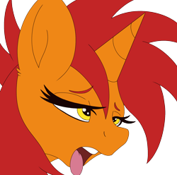 Size: 1550x1536 | Tagged: artist needed, safe, imported from derpibooru, oc, oc:bonfire (pony), pony, unicorn, female, rule 63, tongue out