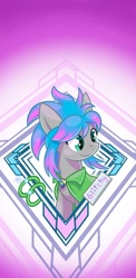 Size: 600x1234 | Tagged: safe, artist:dreamseam, deleted from derpibooru, imported from derpibooru, oc, oc only, oc:glitchy, earth pony, cape, clothes, crest, female