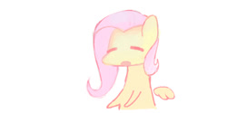 Size: 600x300 | Tagged: safe, artist:hotomura, imported from derpibooru, fluttershy, pegasus, pony, chibi, eyes closed, female, floating wings, mare, simple background, solo, white background, wings