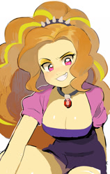 Size: 779x1229 | Tagged: safe, artist:hotomura, imported from derpibooru, adagio dazzle, human, equestria girls, rainbow rocks, adoragio, big breasts, breasts, busty adagio dazzle, cleavage, cute, evil grin, female, gem, grin, looking at you, schrödinger's pantsu, siren gem, smiling, solo