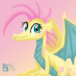 Size: 1750x1750 | Tagged: safe, artist:kelseyleah, imported from derpibooru, fluttershy, dragon, dragonified, female, flutterdragon, solo, species swap