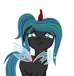 Size: 1696x1735 | Tagged: safe, artist:magicpebbles, imported from derpibooru, oc, oc only, oc:euthymia, changepony, hybrid, pony, base used, female, offspring, parent:king sombra, parent:queen chrysalis, parents:sombralis, simple background, solo, transparent background