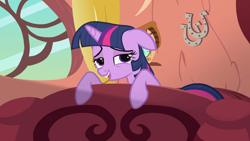 Size: 1920x1080 | Tagged: safe, imported from derpibooru, screencap, twilight sparkle, pony, unicorn, secret of my excess, bed, female, golden oaks library, mare, solo, unicorn twilight