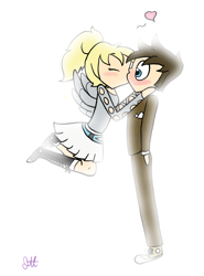Size: 2802x3793 | Tagged: safe, artist:varietychick, imported from derpibooru, derpy hooves, doctor whooves, time turner, human, doctorderpy, female, humanized, kissing, male, shipping, straight