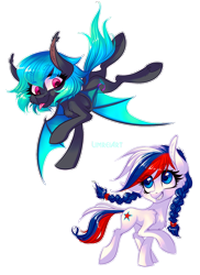 Size: 1000x1370 | Tagged: safe, artist:limreiart, imported from derpibooru, oc, oc only, oc:marussia, oc:moondrive, bat pony, earth pony, pony, bat pony oc, duo, female, mare, nation ponies, russia, simple background, transparent background, watermark