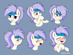 Size: 3120x2360 | Tagged: safe, artist:pencil bolt, imported from derpibooru, oc, oc only, oc:artstina, earth pony, pony, ahegao, angry, blushing, drool, emotions, female, headband, open mouth, smiling, solo, tongue out