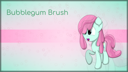 Size: 3840x2160 | Tagged: safe, artist:php124, artist:thevintagepone, imported from derpibooru, bubblegum brush, earth pony, pony, bubble, bubblegumbetes, cute, desktop background, female, filly, solo, wallpaper