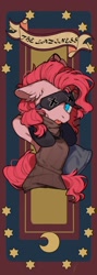 Size: 728x2048 | Tagged: safe, artist:snowillusory, imported from derpibooru, part of a set, pinkie pie, earth pony, semi-anthro, armpits, clothes, dress, ear fluff, female, floppy ears, lazy, pillow, seven deadly sins, sleep mask, solo