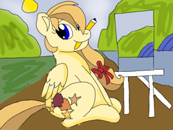 Size: 1024x768 | Tagged: safe, artist:estories, artist:wolfspiritclan, imported from derpibooru, oc, oc:alice goldenfeather, pegasus, pony, drawing, scenery