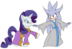 Size: 1280x874 | Tagged: safe, artist:hedgey, imported from derpibooru, rarity, clothes, commission, crossover, silver the hedgehog, sonic the hedgehog (series), vaguely asian robe