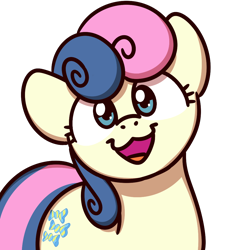 Size: 1000x1000 | Tagged: safe, artist:sugar morning, imported from derpibooru, part of a set, bon bon, sweetie drops, earth pony, pony, :3, adorabon, bust, cat face, cat smile, cute, female, looking at you, mare, open mouth, simple background, smiling, smiling at you, solo, sugar morning's smiling ponies, transparent background