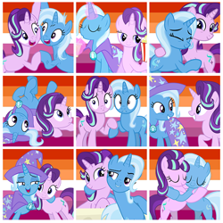 Size: 630x630 | Tagged: safe, imported from derpibooru, starlight glimmer, trixie, pony, collage, female, lesbian, pride, shipping, startrix