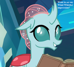 Size: 1200x1080 | Tagged: safe, edit, edited screencap, imported from derpibooru, screencap, ocellus, school raze, book, bronybait, cropped, cute, diaocelles, speech