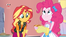 Size: 1920x1080 | Tagged: safe, imported from derpibooru, screencap, pinkie pie, sunset shimmer, equestria girls, equestria girls series, holidays unwrapped, spoiler:eqg series (season 2), cute, food, geode of empathy, magical geodes, plusplus, saving pinkie's pie, souffle