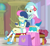 Size: 530x491 | Tagged: safe, imported from derpibooru, screencap, bon bon, lyra heartstrings, sweetie drops, equestria girls, holidays unwrapped, spoiler:eqg series (season 2), adorabon, covering eyes, cropped, cute, dashing through the mall, female, guess who, leg focus, lyrabetes